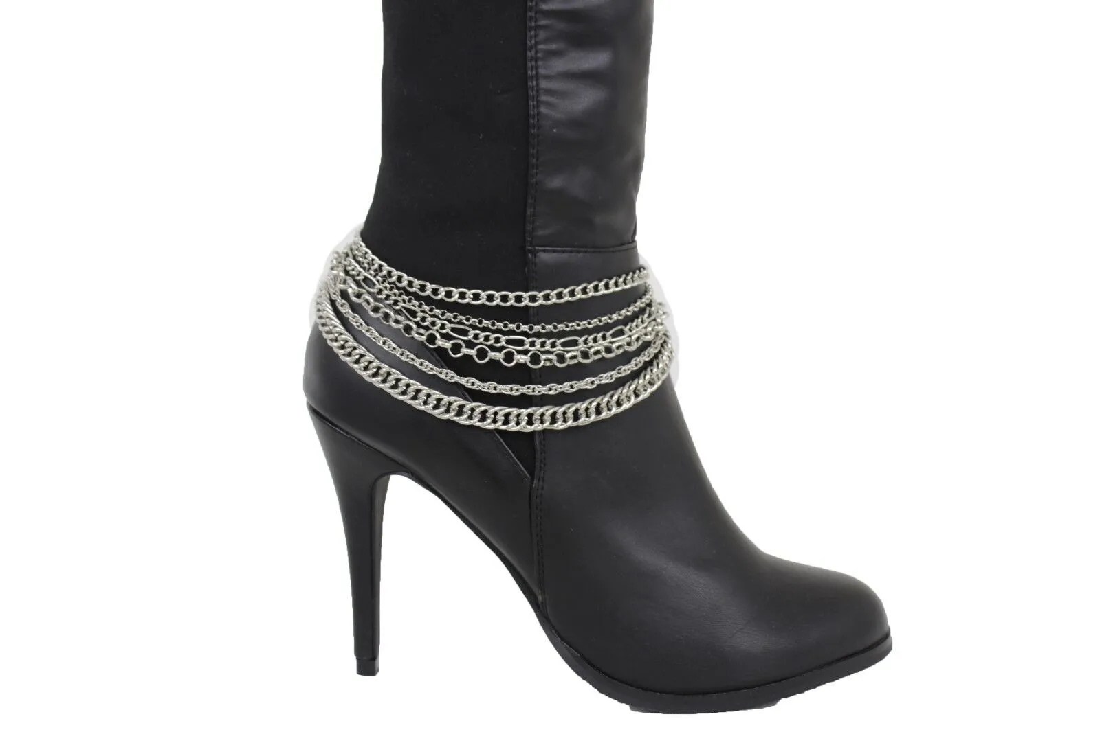 Classic Style Multi-Strand Silver Metal Boot Chain