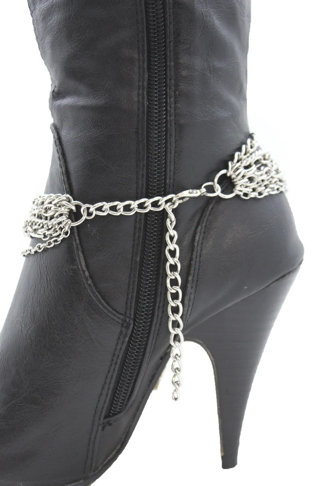 Classic Style Multi-Strand Silver Metal Boot Chain