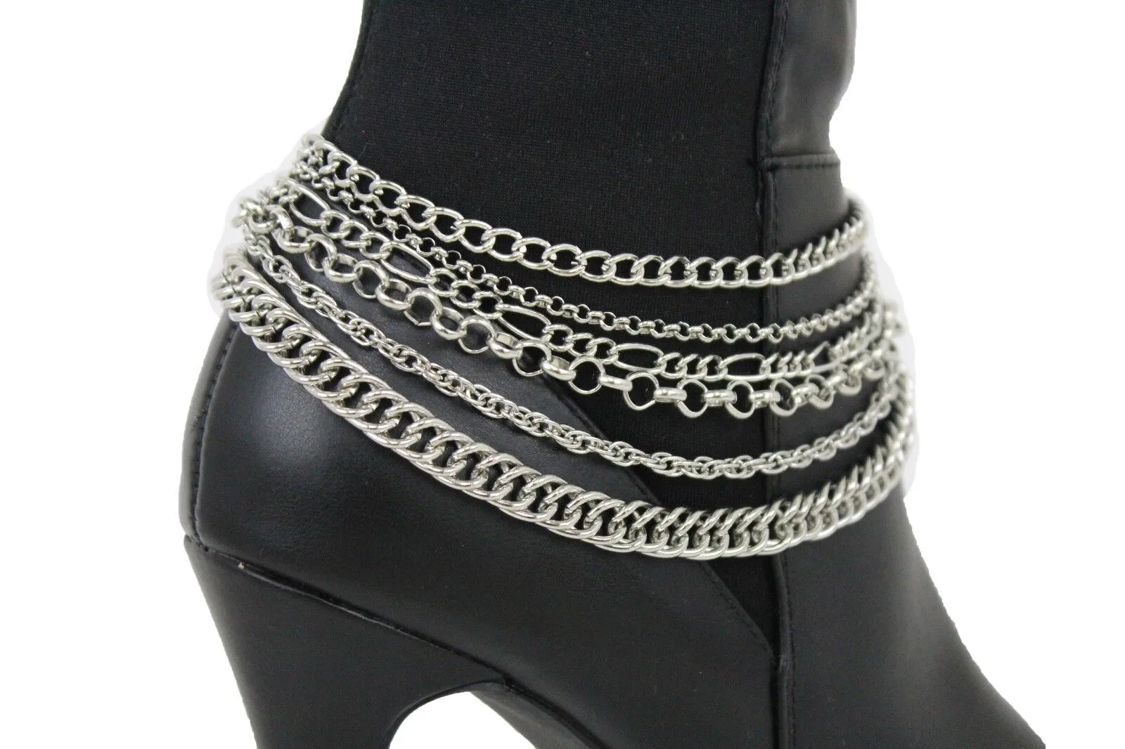 Classic Style Multi-Strand Silver Metal Boot Chain