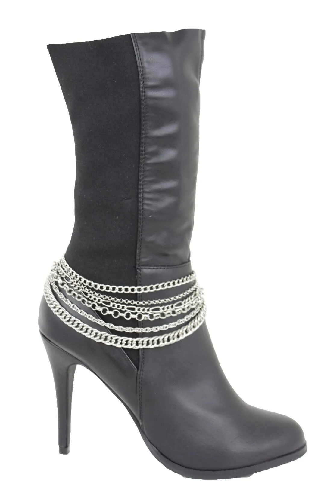 Classic Style Multi-Strand Silver Metal Boot Chain