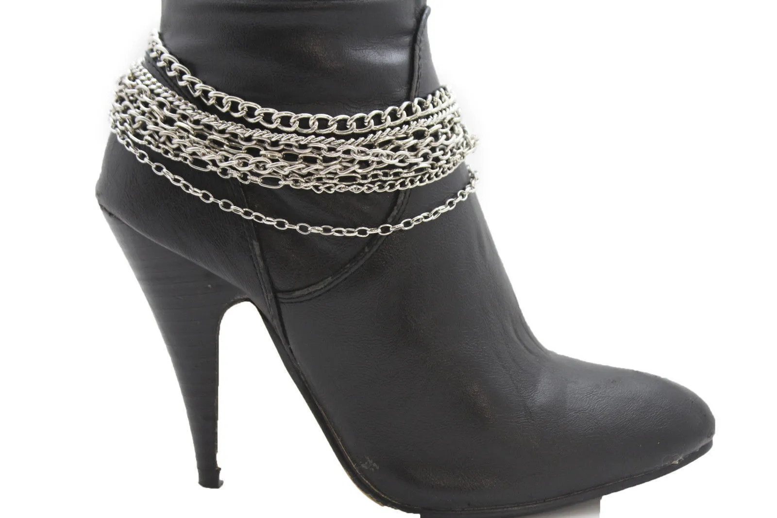 Classic Style Multi-Strand Silver Metal Boot Chain