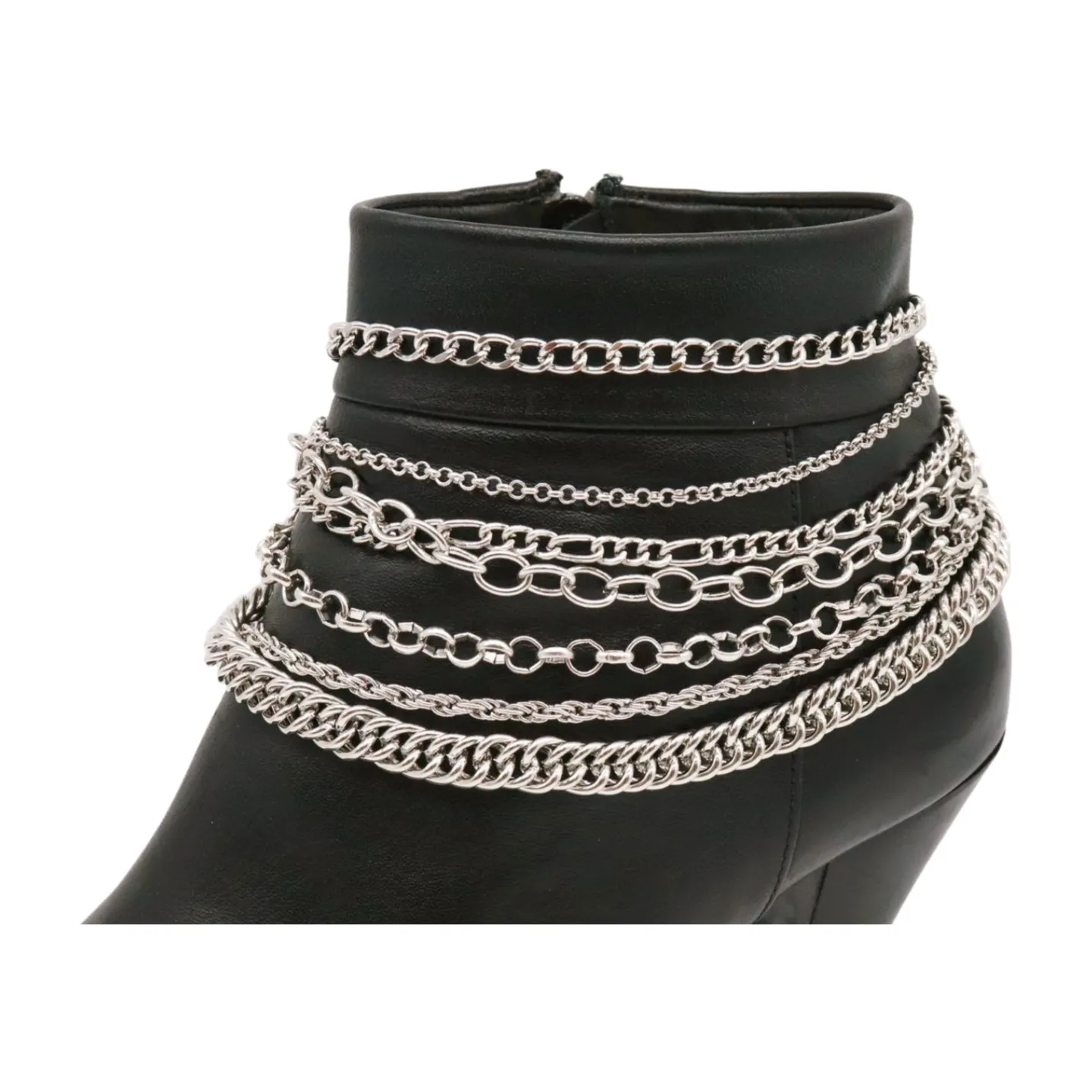 Classic Style Multi-Strand Silver Metal Boot Chain