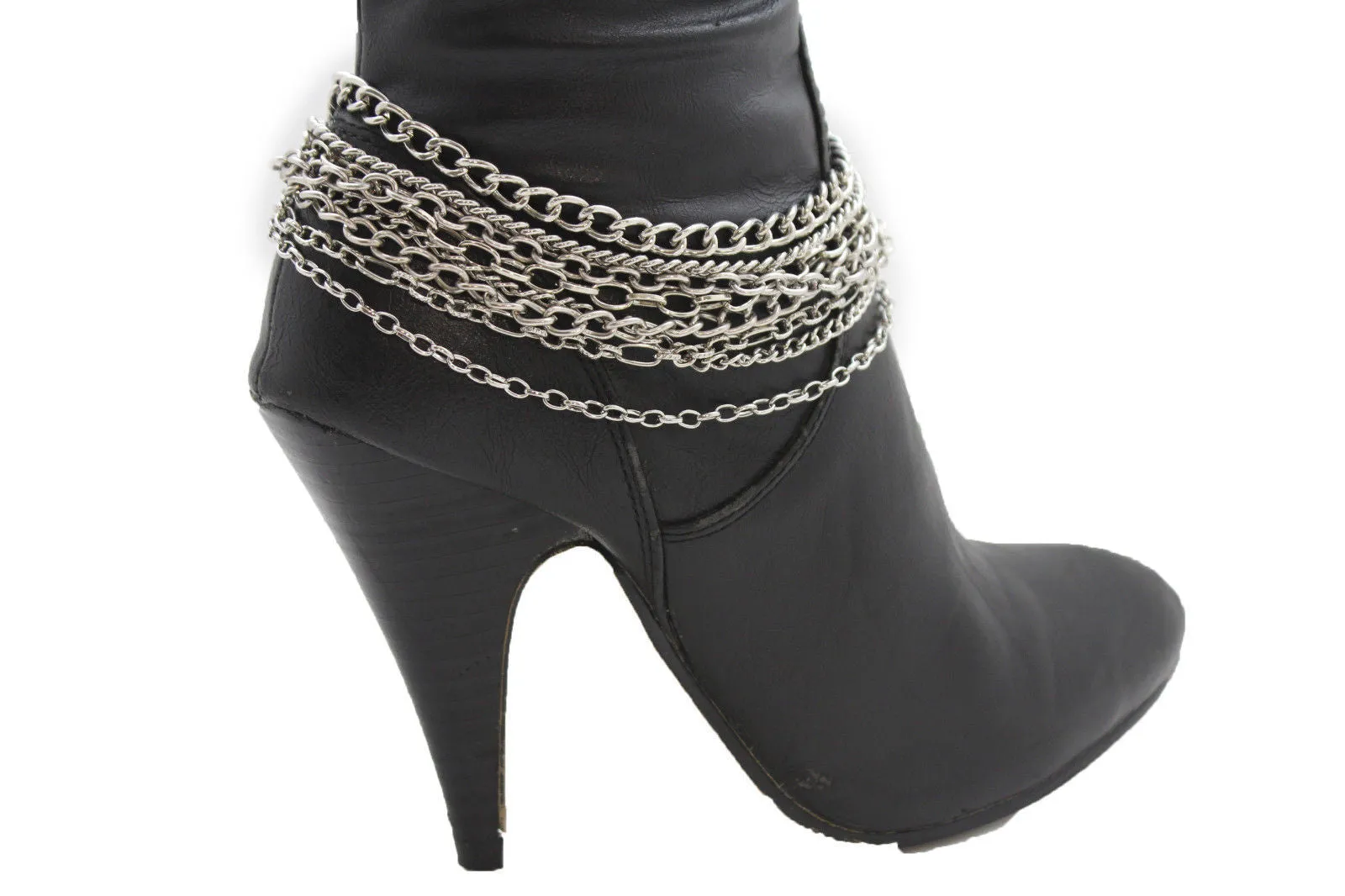 Classic Style Multi-Strand Silver Metal Boot Chain