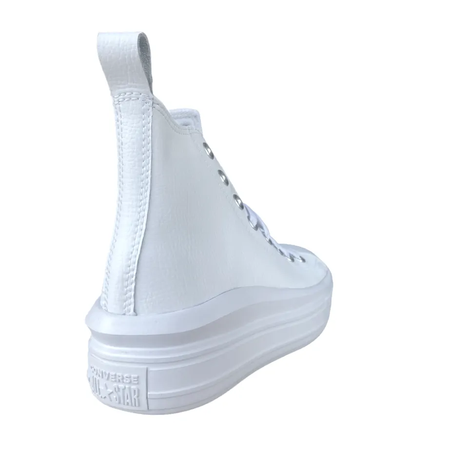 Converse scarpa sneakers alta da donna in pelle con zeppa Chuck Taylor Star Move A05535C bianco