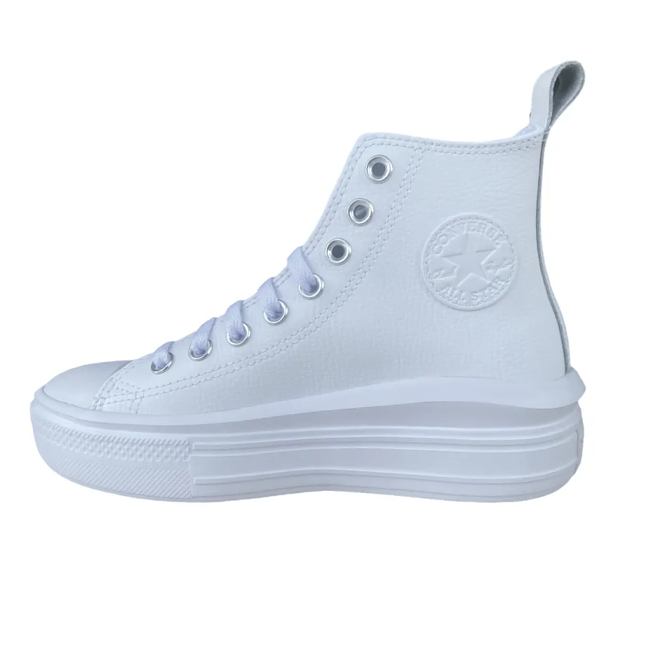 Converse scarpa sneakers alta da donna in pelle con zeppa Chuck Taylor Star Move A05535C bianco