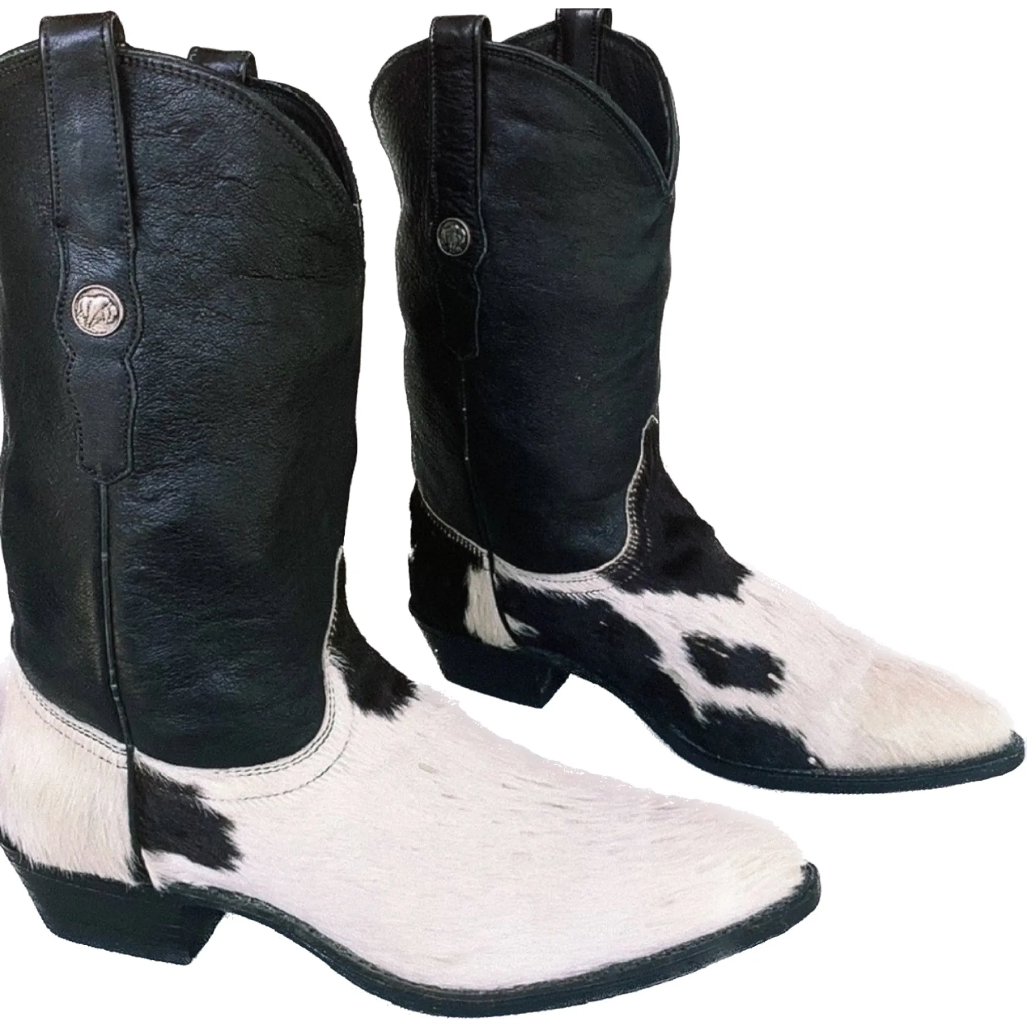 DAN POST Pony Cowhide Calf Hair On Cow Print Leather Cowgirl Cowboy Western Boot