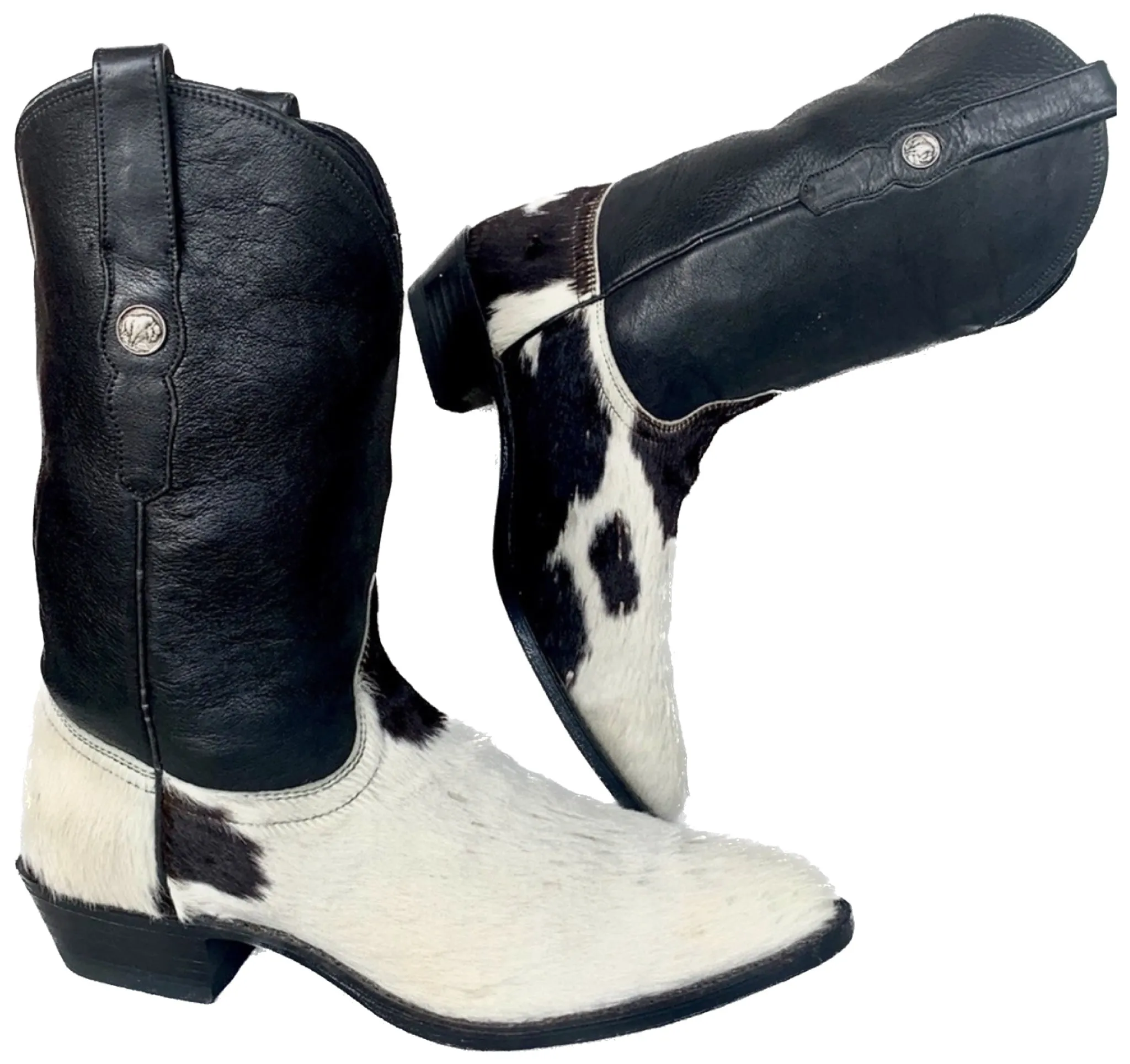 DAN POST Pony Cowhide Calf Hair On Cow Print Leather Cowgirl Cowboy Western Boot