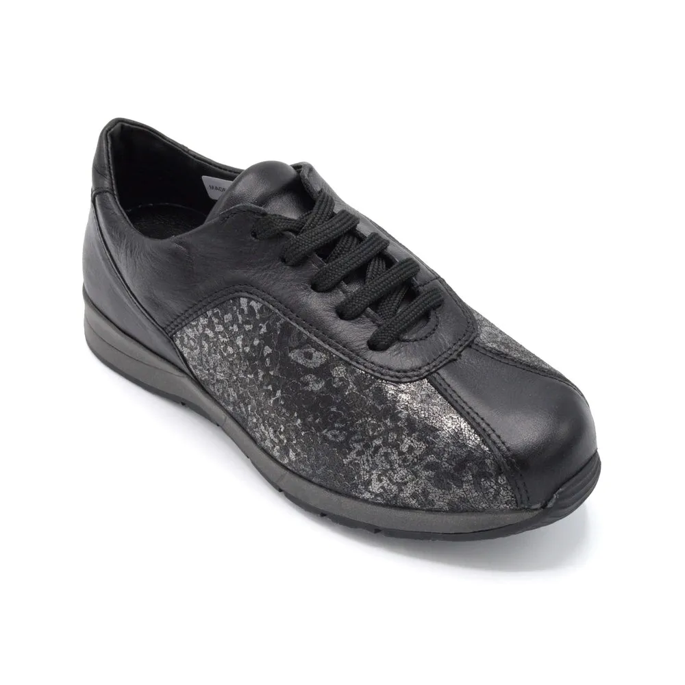 DB Whitworth - Ladies Extra Wide Walking Shoe - 2V and 6V Width Fitting - Black/Silver