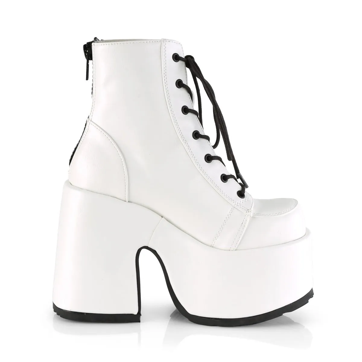 Demonia CAMEL-203 | White Vegan Leather Ankle Boots