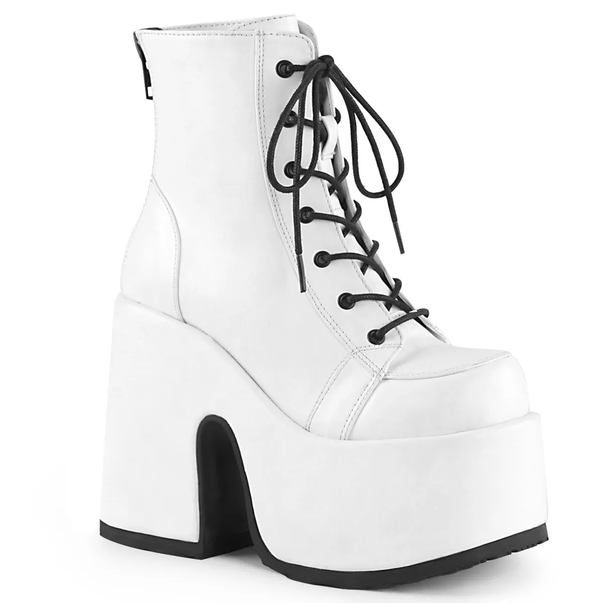 Demonia CAMEL-203 | White Vegan Leather Ankle Boots