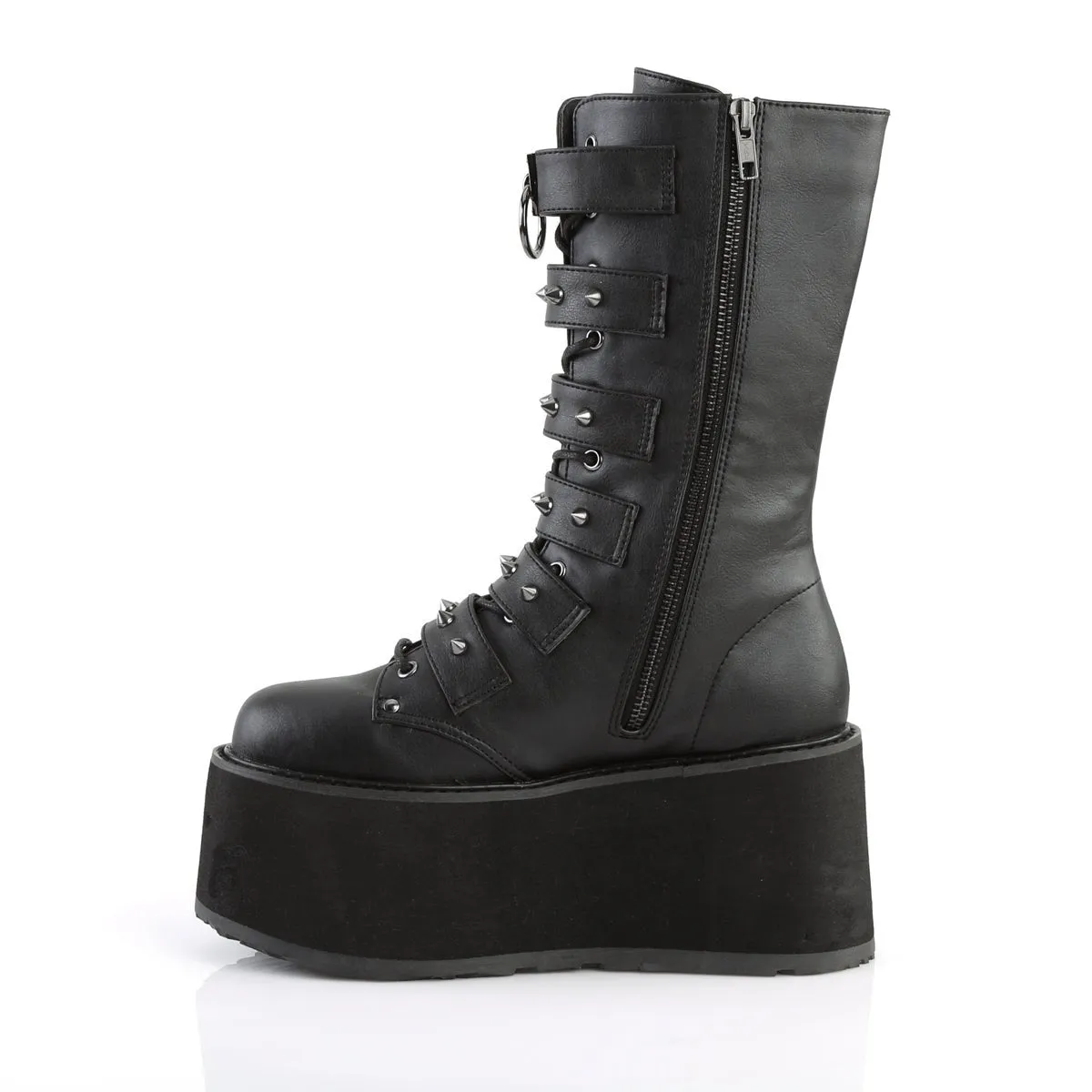 Demonia DAMNED-225 | Black Vegan Leather Mid-Calf Boots