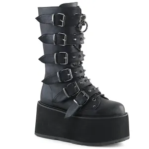 Demonia DAMNED-225 | Black Vegan Leather Mid-Calf Boots