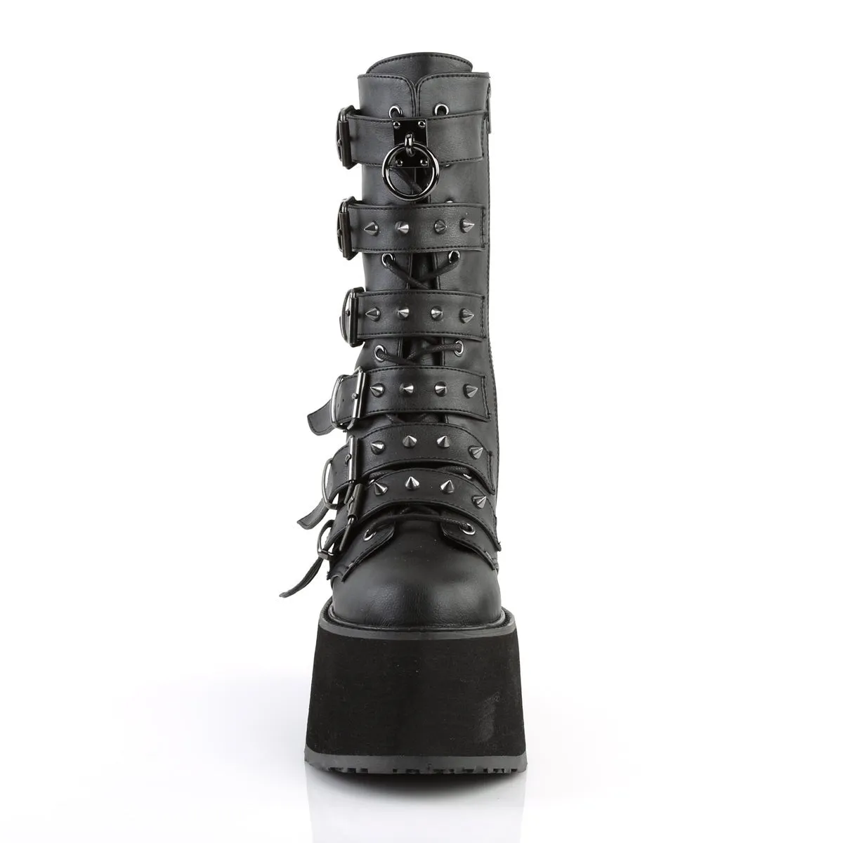 Demonia DAMNED-225 | Black Vegan Leather Mid-Calf Boots