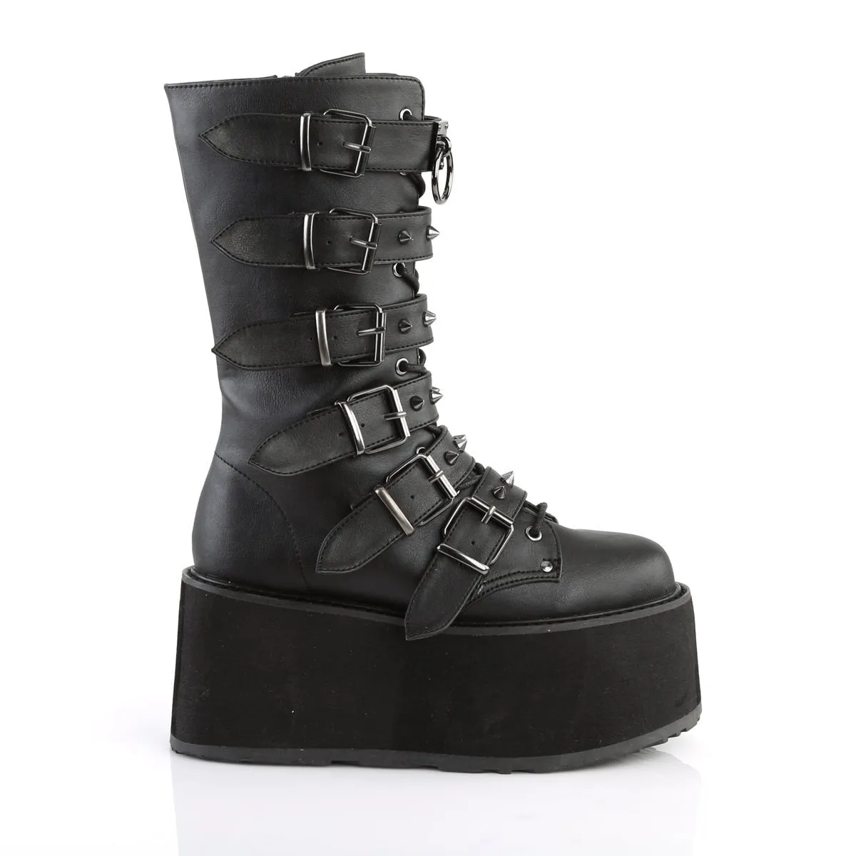 Demonia DAMNED-225 | Black Vegan Leather Mid-Calf Boots