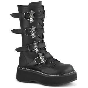 Demonia EMILY-322 | Black Vegan Leather Mid-Calf Boots