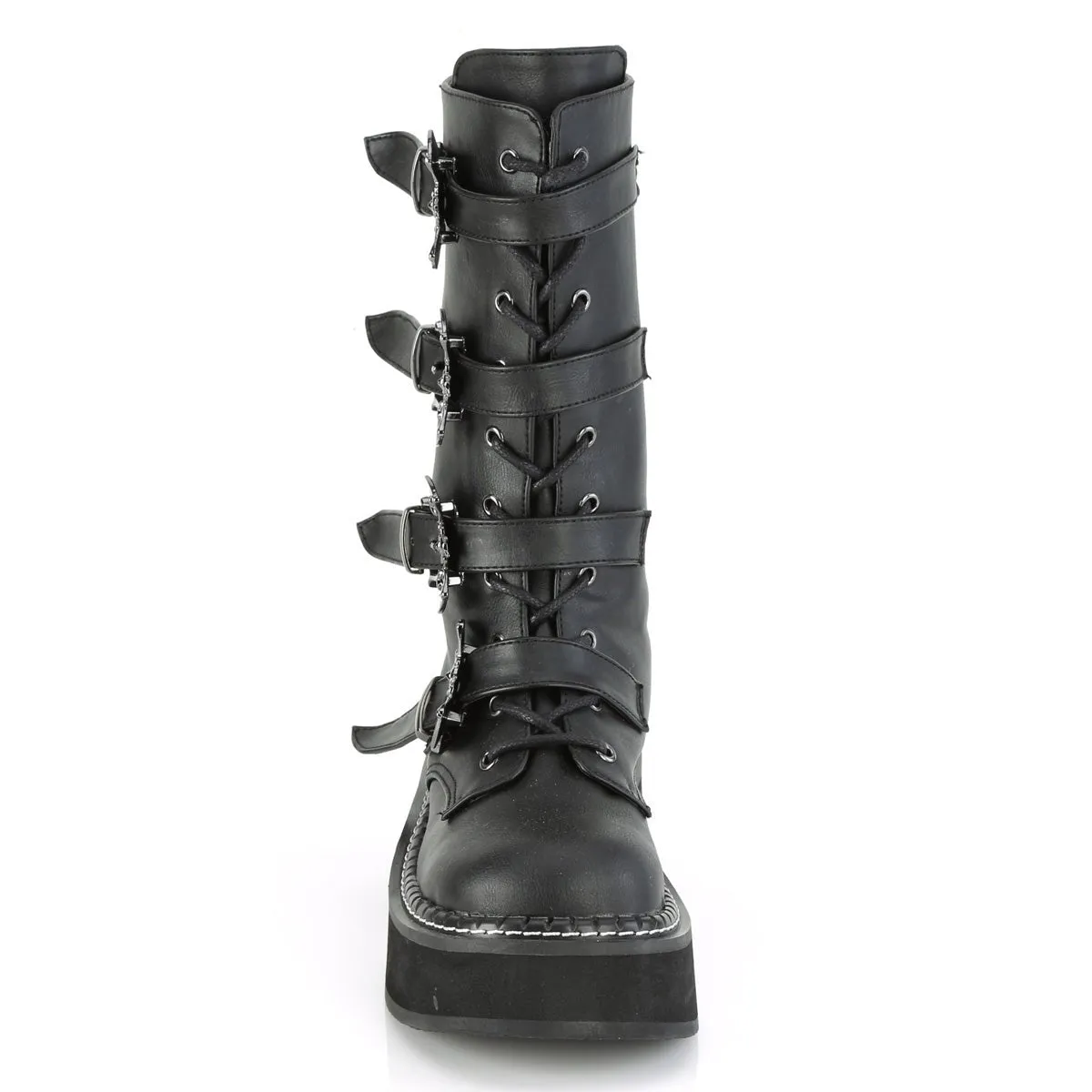 Demonia EMILY-322 | Black Vegan Leather Mid-Calf Boots