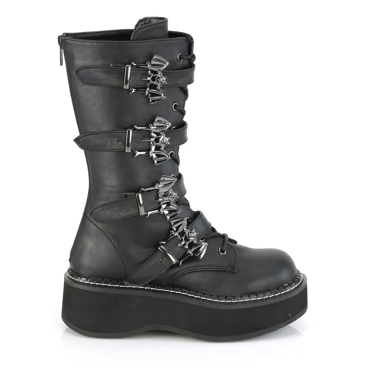 Demonia EMILY-322 | Black Vegan Leather Mid-Calf Boots