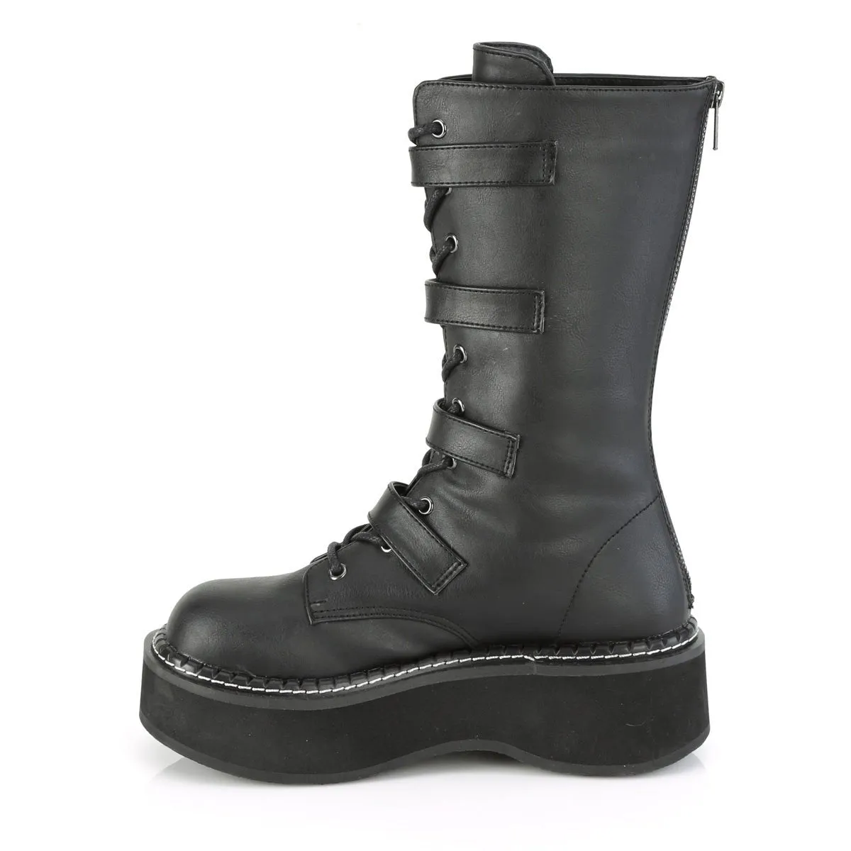 Demonia EMILY-322 | Black Vegan Leather Mid-Calf Boots