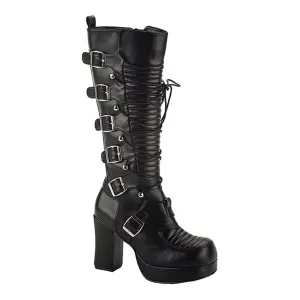 Demonia GOTHIKA-200 | Black Vegan Leather Knee High Boots