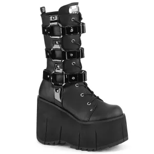 Demonia KERA-110 | Black Vegan & Patent Leather Mid-Calf Boots