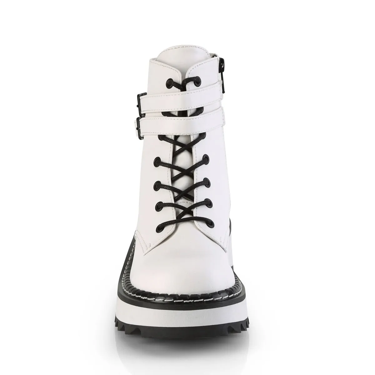 Demonia LILITH-152 | White Vegan Leather Ankle Boots