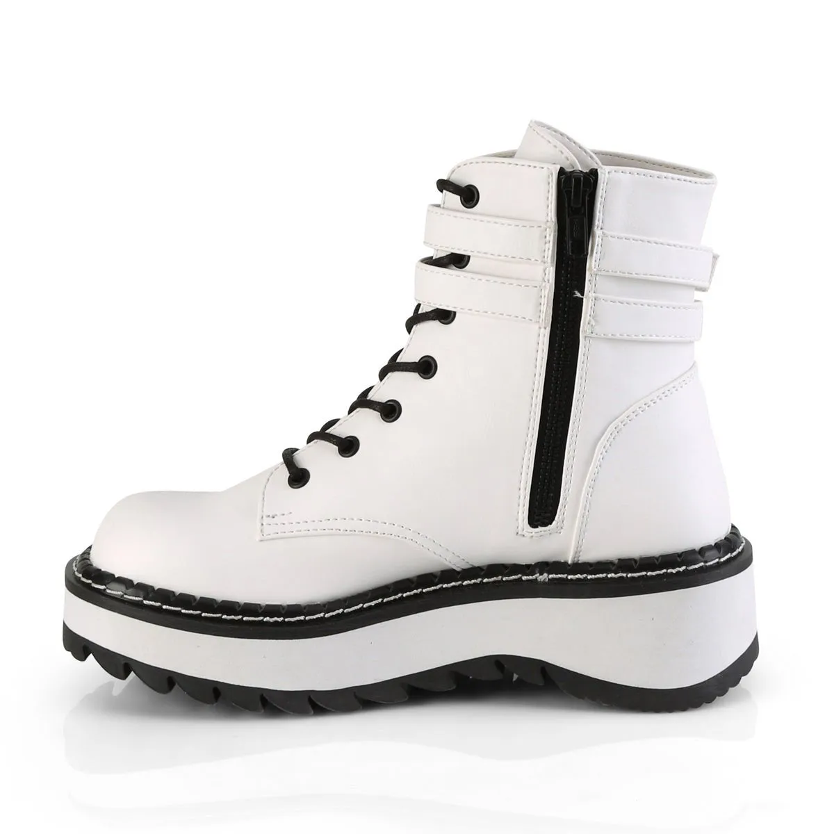 Demonia LILITH-152 | White Vegan Leather Ankle Boots