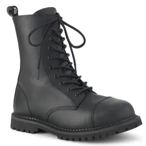 Demonia RIOT-10 | Black Vegan Leather Combat Boots