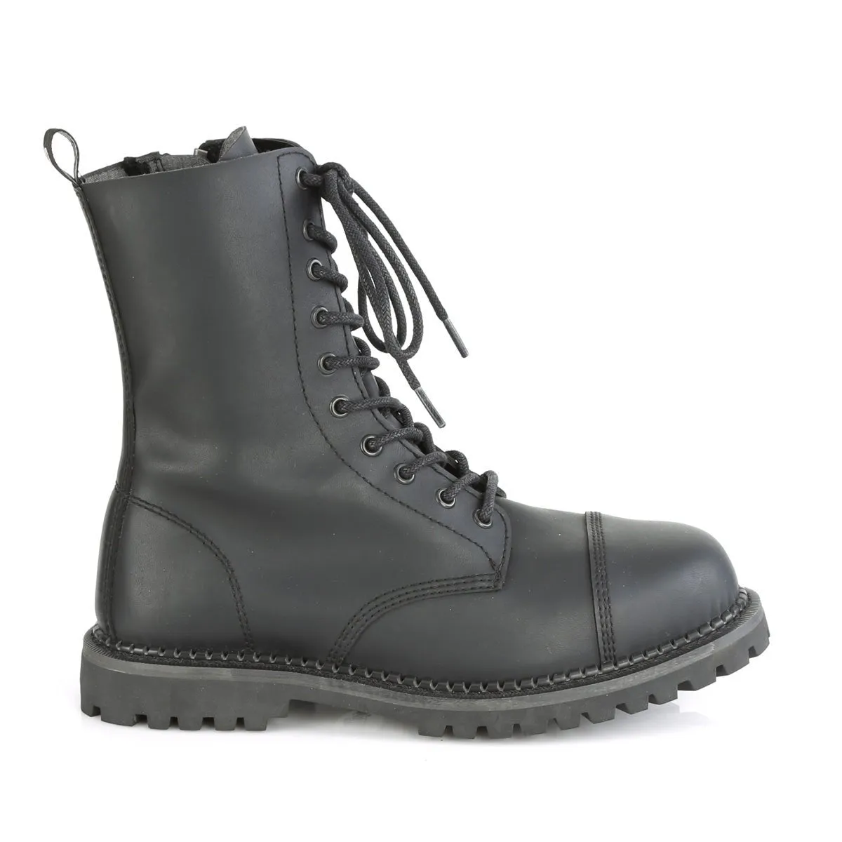 Demonia RIOT-10 | Black Vegan Leather Combat Boots