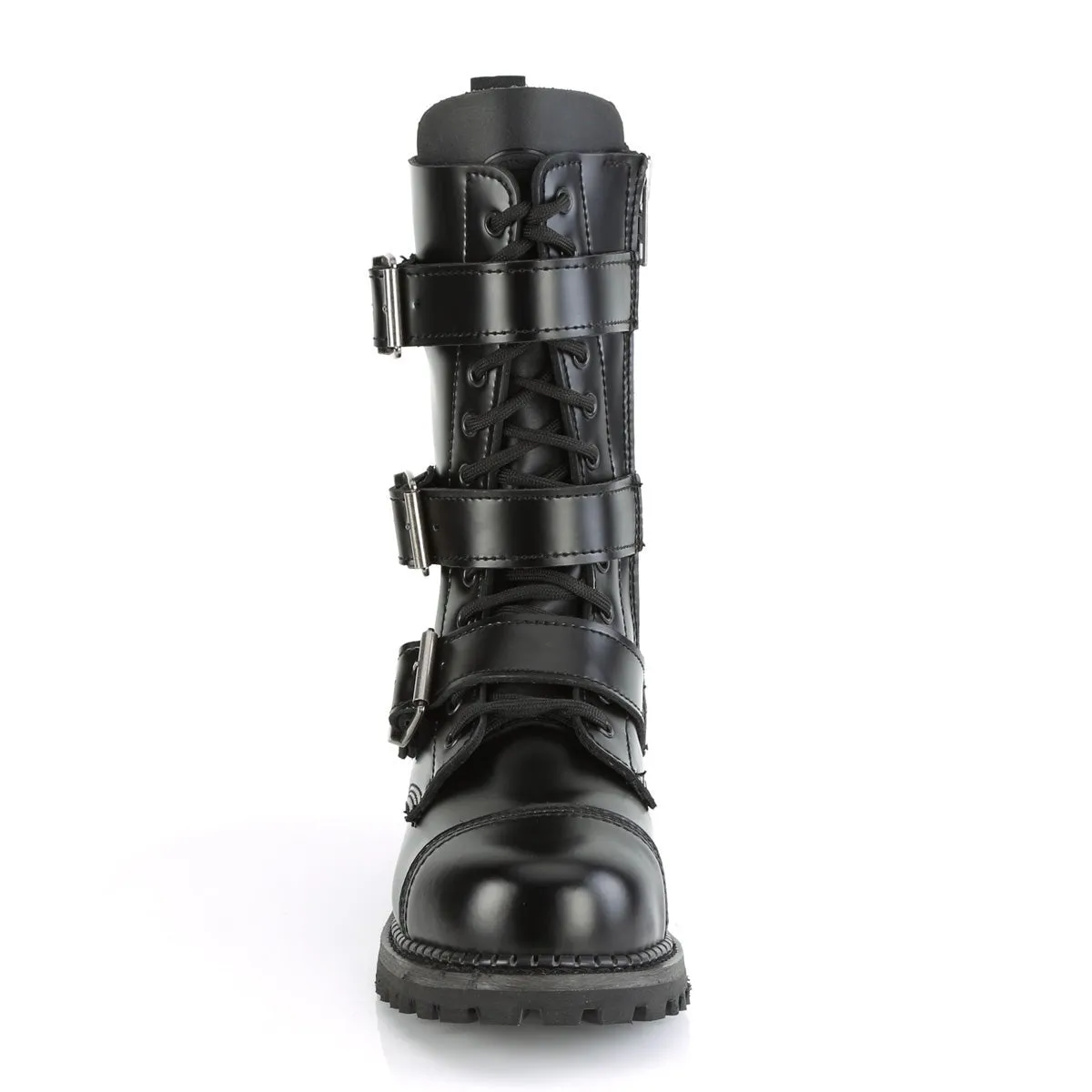 Demonia RIOT-12BK | Black Leather Combat Boots