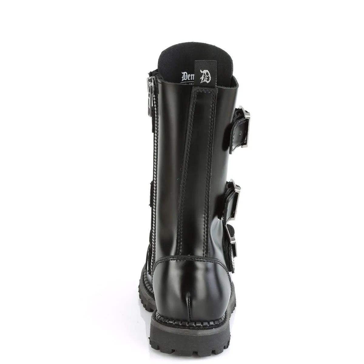 Demonia RIOT-12BK | Black Leather Combat Boots