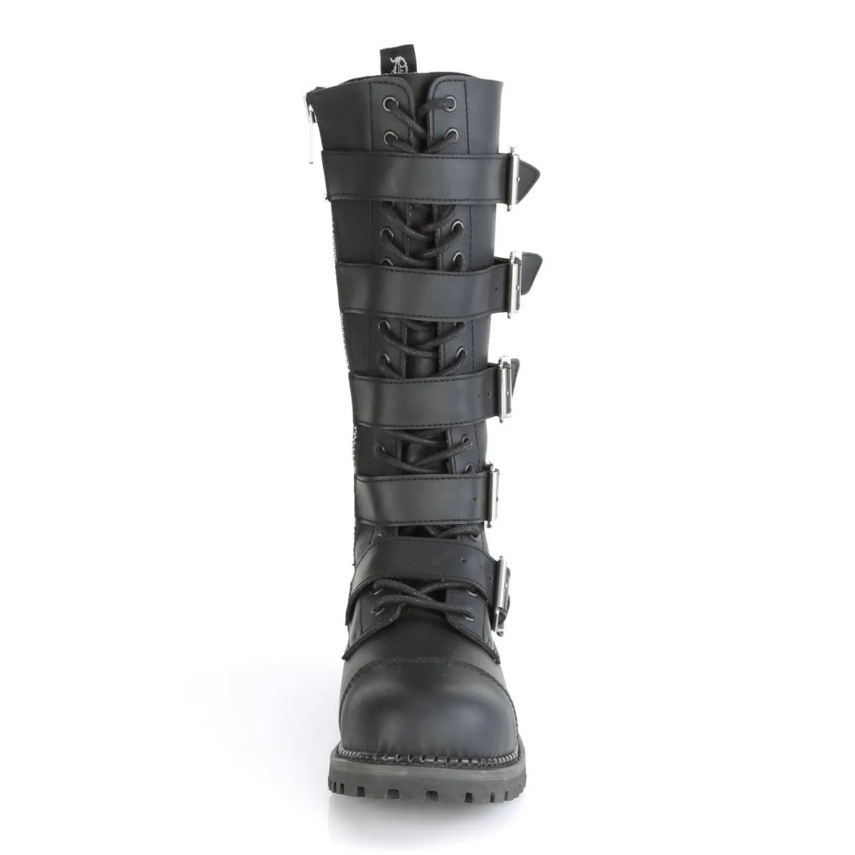 Demonia RIOT-18BK | Black Vegan Leather Combat Boots