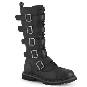 Demonia RIOT-18BK | Black Vegan Leather Combat Boots