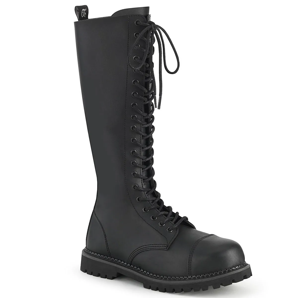 Demonia RIOT-20 | Black Vegan Leather Combat Boots