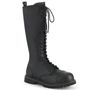 Demonia RIOT-20 | Black Vegan Leather Combat Boots