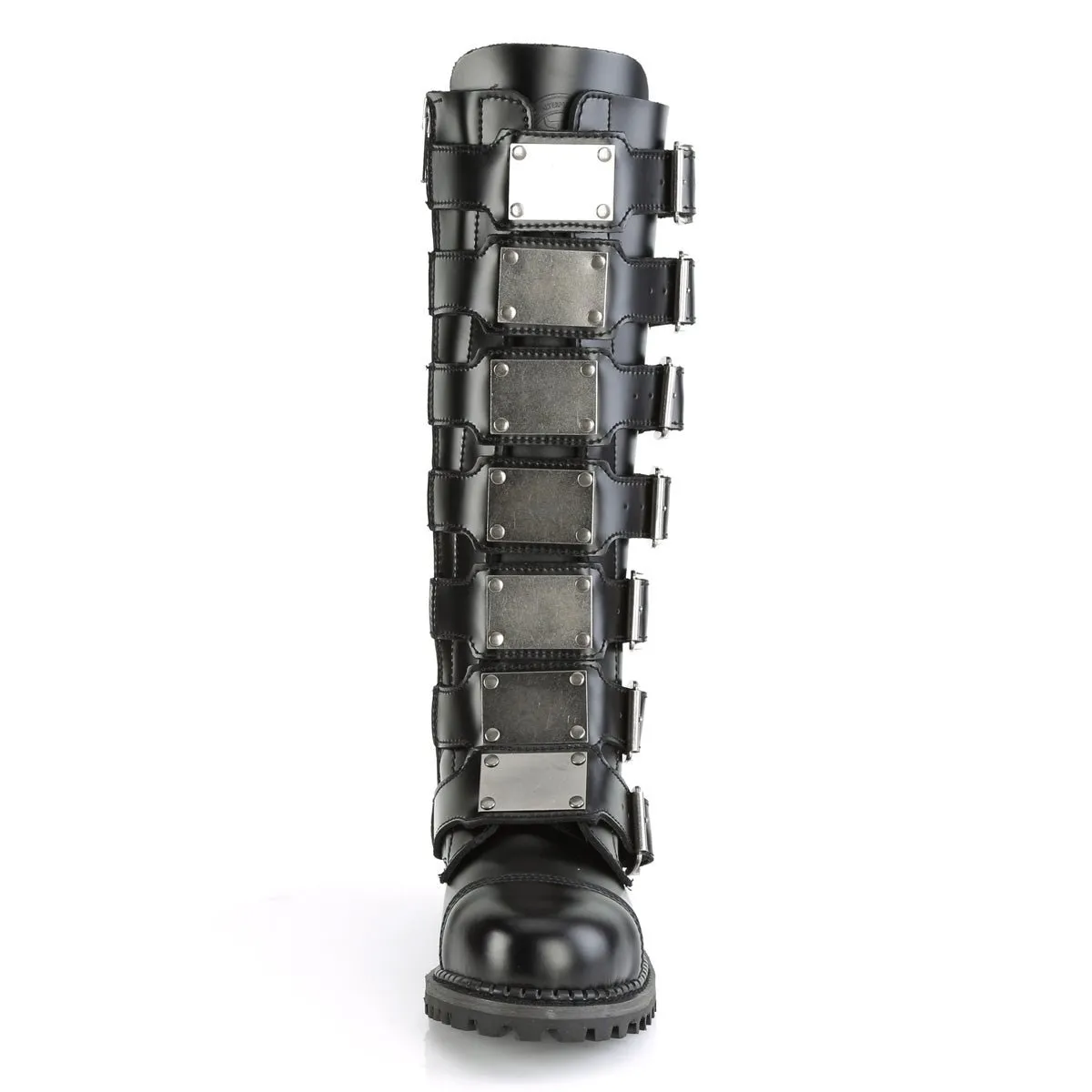 Demonia RIOT-21MP | Black Leather Combat Boots