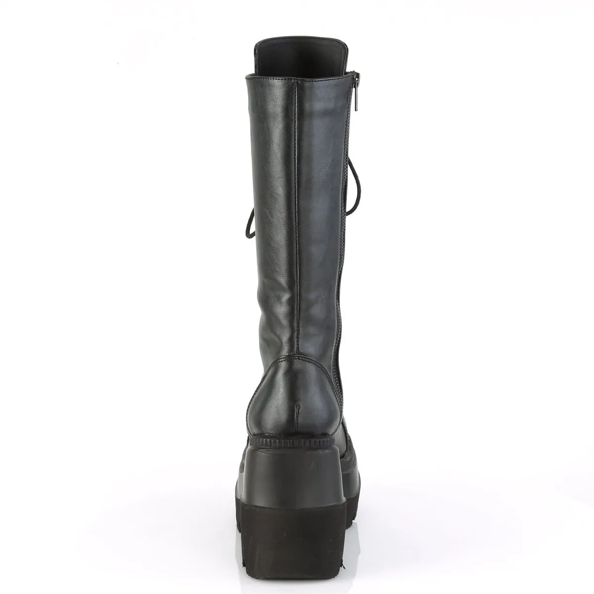 Demonia SHAKER-72 | Black Vegan Leather Mid-Calf Boots