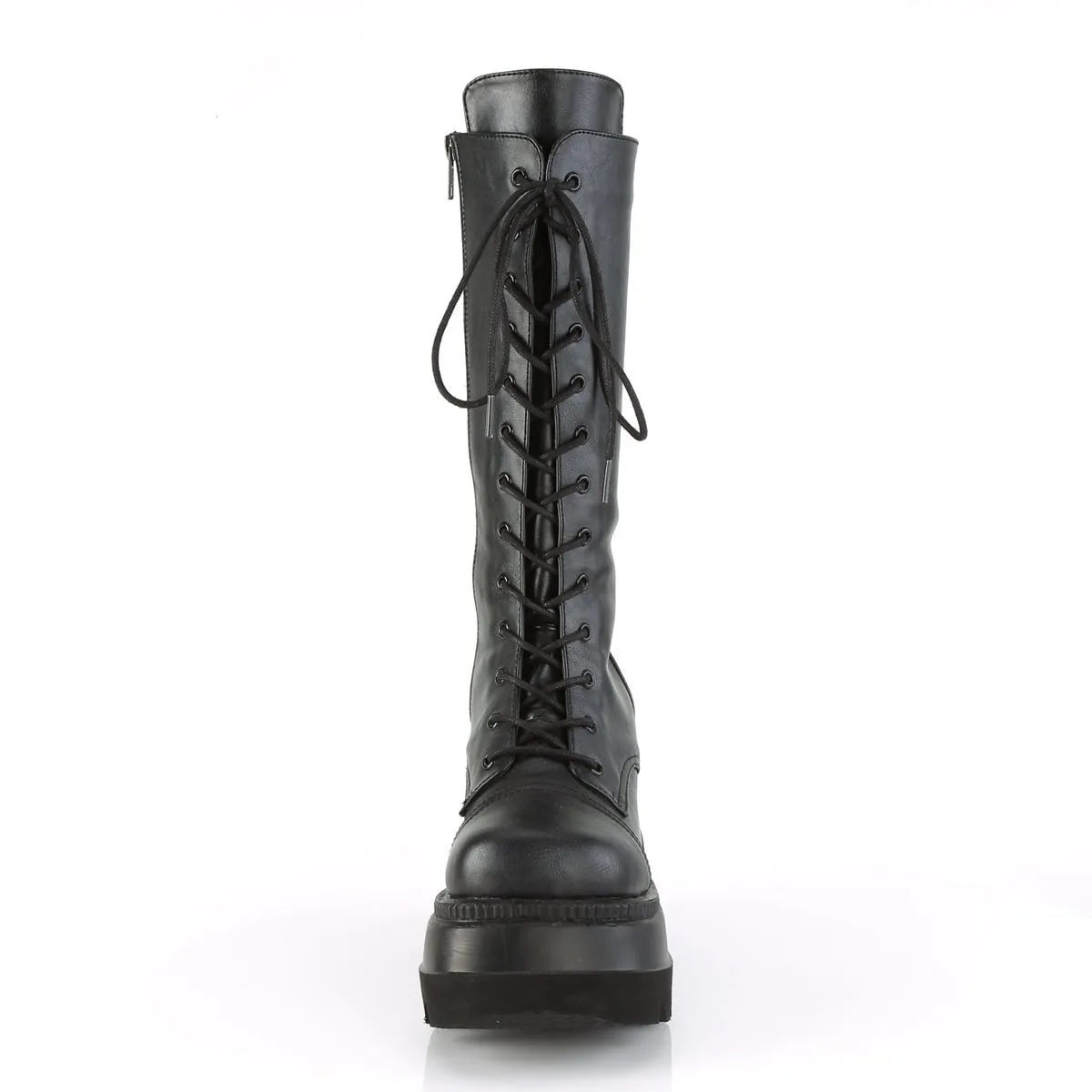 Demonia SHAKER-72 | Black Vegan Leather Mid-Calf Boots