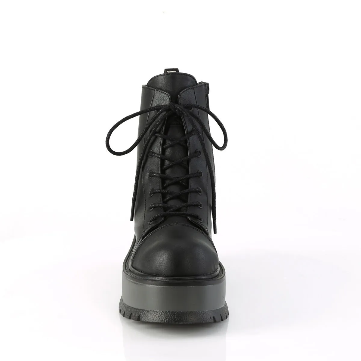 Demonia SLACKER-55 | Black Vegan Leather Ankle Boots