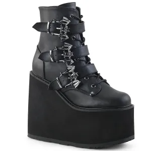 Demonia SWING-103 | Black Vegan Leather Ankle Boots