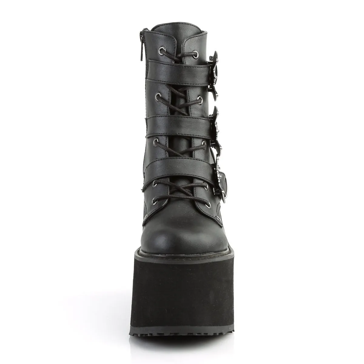 Demonia SWING-103 | Black Vegan Leather Ankle Boots