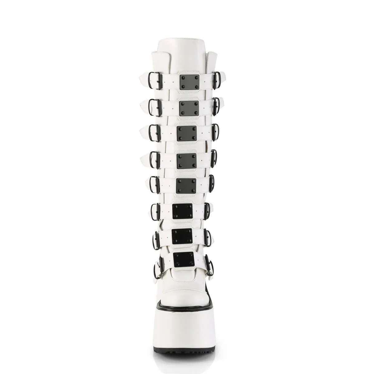 Demonia SWING-815 | White Vegan Leather Knee High Boots