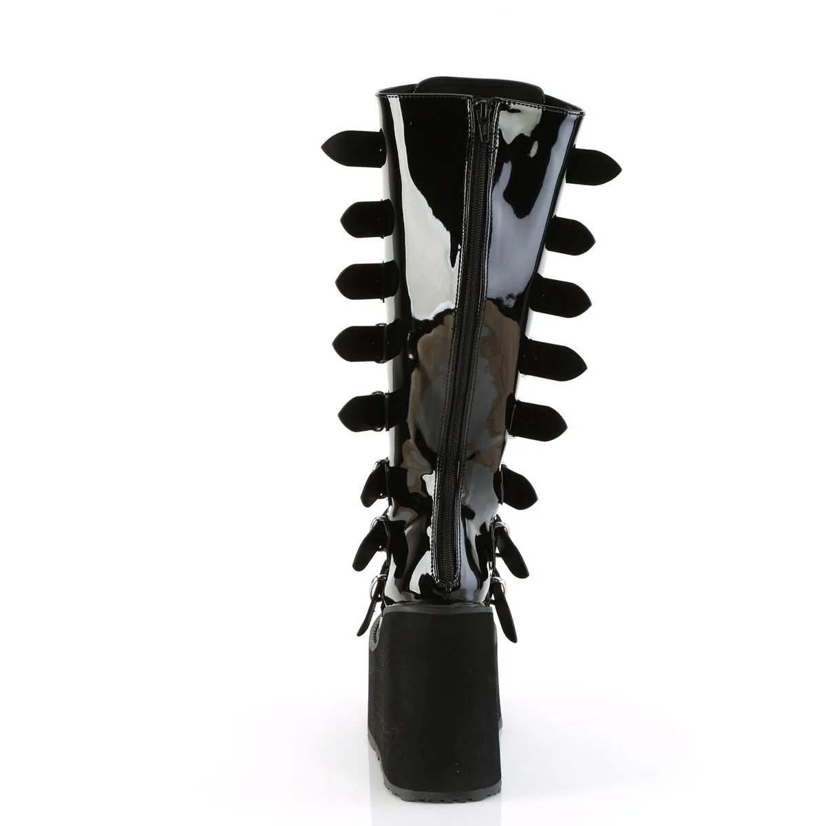 Demonia SWING-815WC | Black Patent Leather Knee High Boots