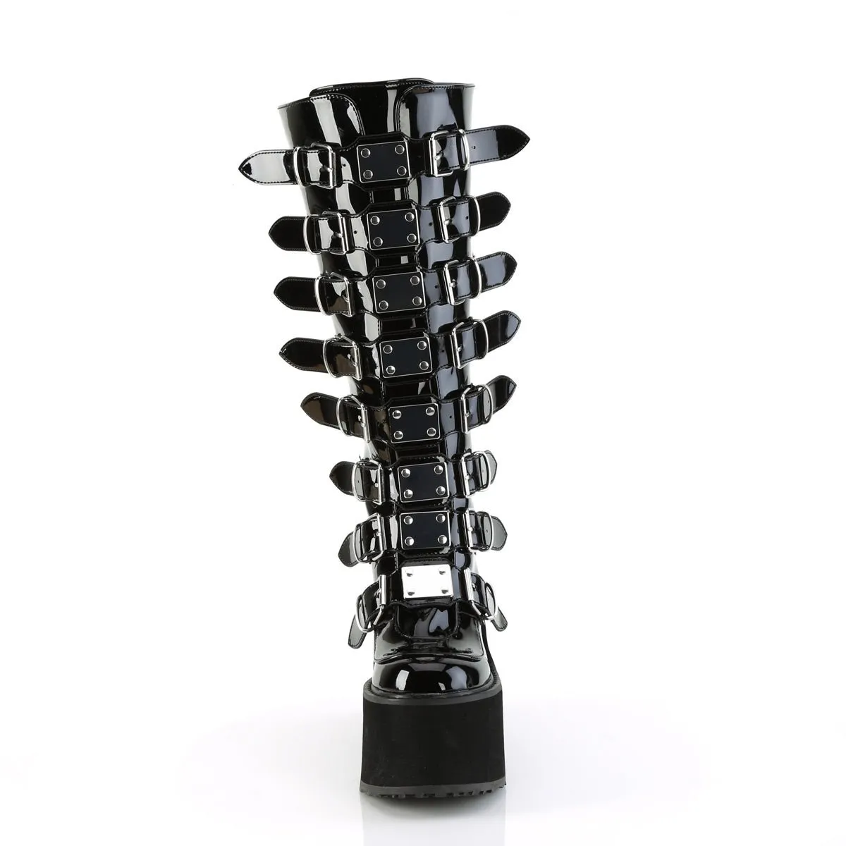 Demonia SWING-815WC | Black Patent Leather Knee High Boots