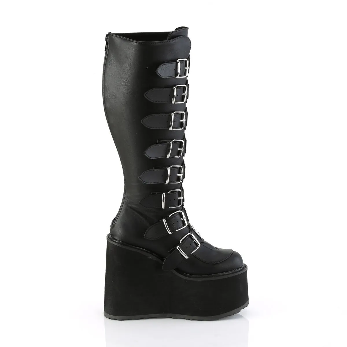 Demonia SWING-815WC | Black Vegan Leather Knee High Boots