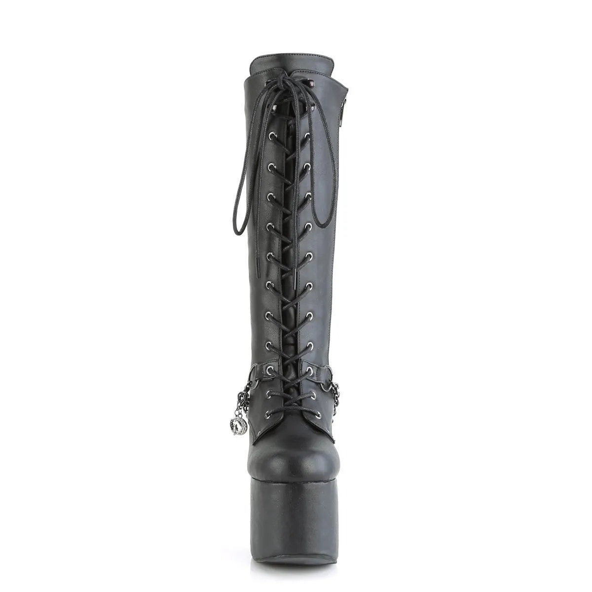 Demonia TORMENT-170 | Black Vegan Leather Knee High Boots