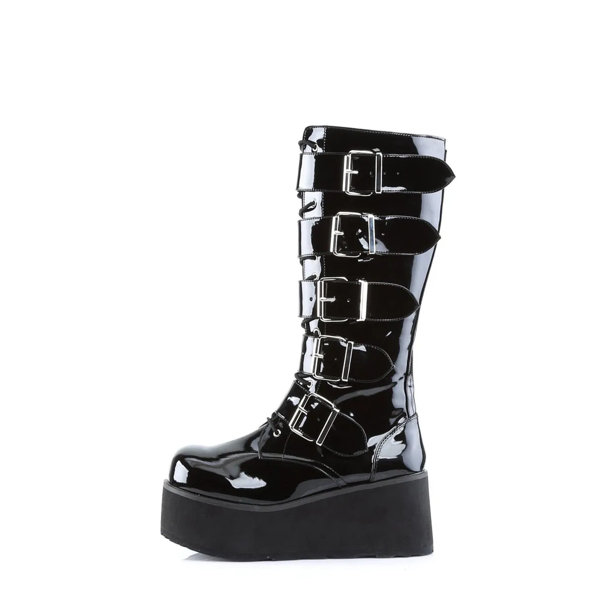 Demonia TRASHVILLE-518 | Black Patent Leather Unisex Boots