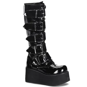 Demonia TRASHVILLE-518 | Black Patent Leather Unisex Boots