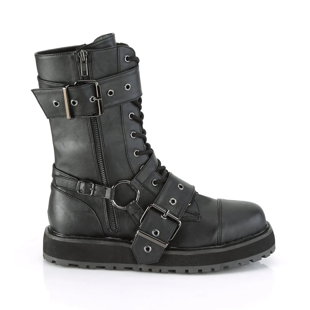 Demonia VALOR-220 | Black Vegan Leather Unisex Boots