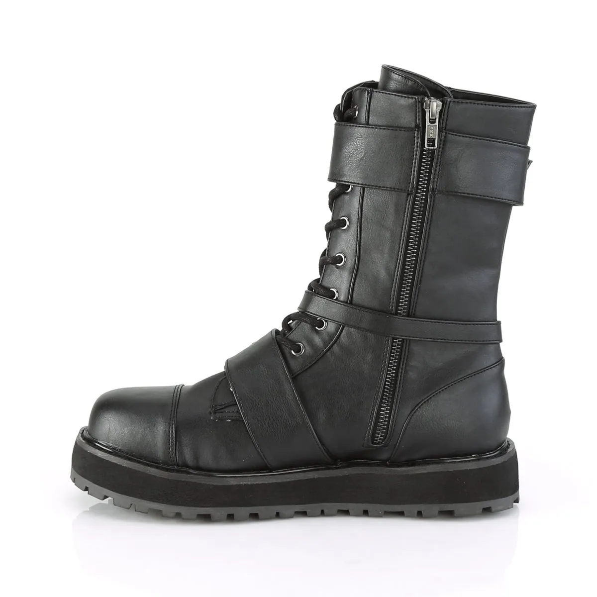 Demonia VALOR-220 | Black Vegan Leather Unisex Boots