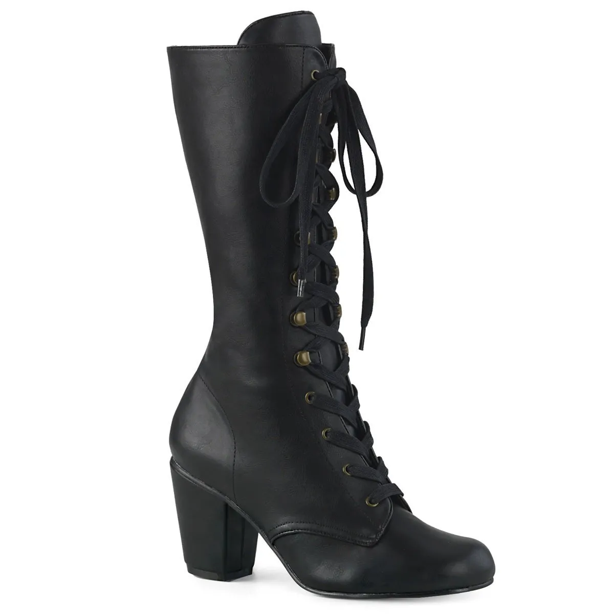 Demonia VIVIKA-205 | Black Vegan Leather Mid-Calf Boots